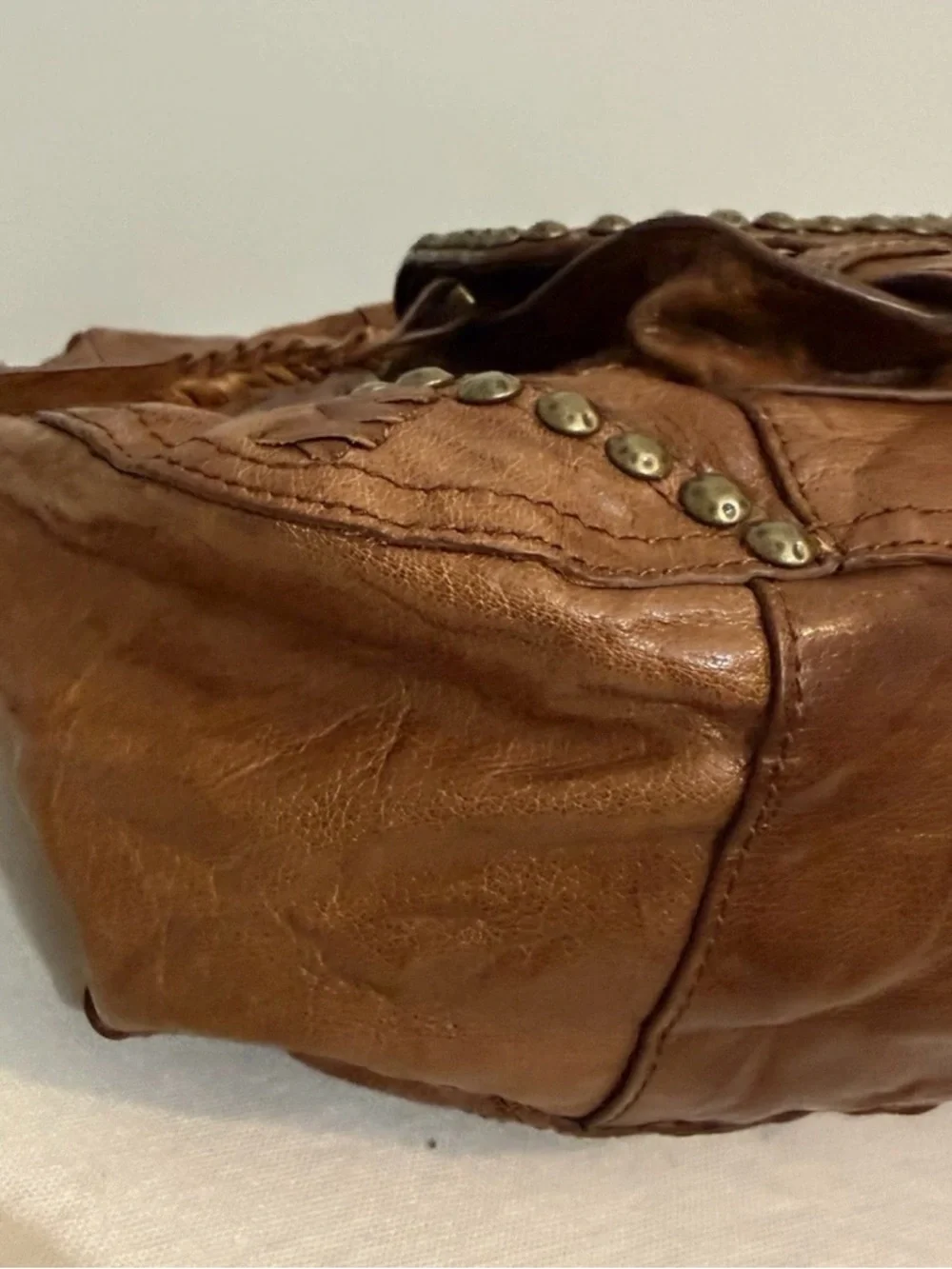 Sam Edelman Tumbled Leather Hobo Shoulder Bag Brown Y2K